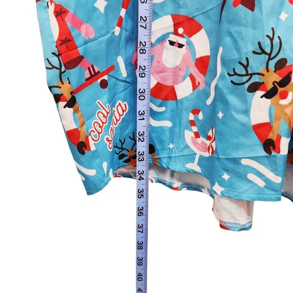 Cool Santa Blue Button-Up Men's Shirt  Size 3XL By Dress For Adventure - Picture 5 of 7
